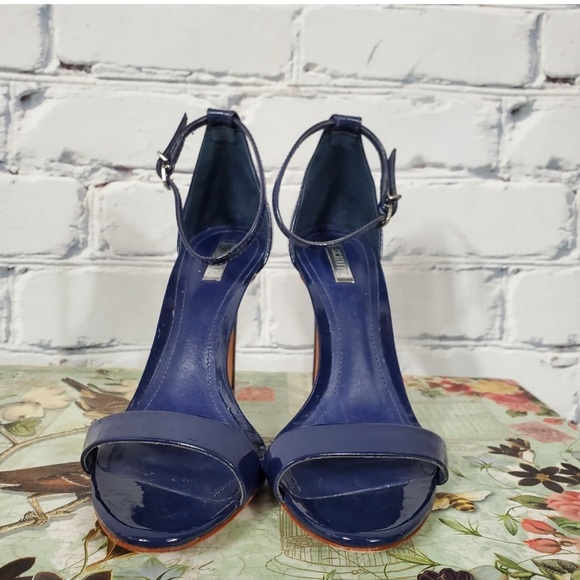 Schutz Blue Patent Heeled Sandals - Picture 3 of 8